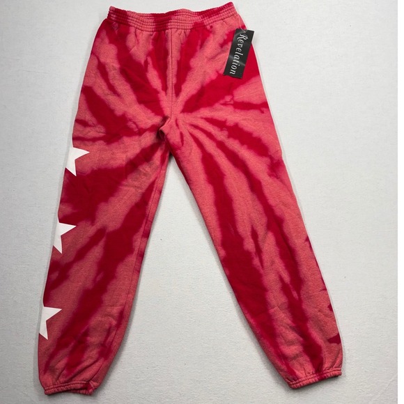 Revelation Other - Revelation Tie-Dye Red White Star Sweatpants Jogger Girl Unisex Large Camp NEW
